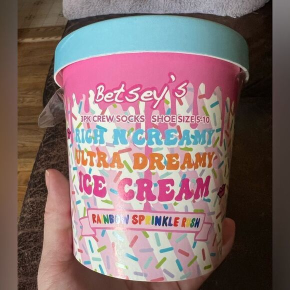 Betsey Johnson Ice Cream Themed Crew Socks 3 Pack - Picture 1 of 9